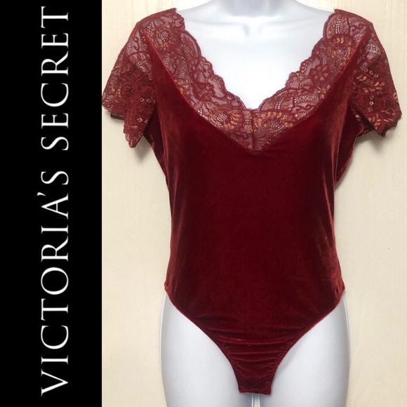 Victoria Secret Red Crushed Velvet Bodysuit - Picture 3 of 14